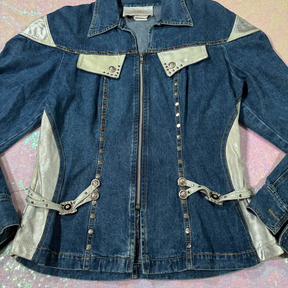 silver accent maximalist denim jacket - Picture 6 of 12